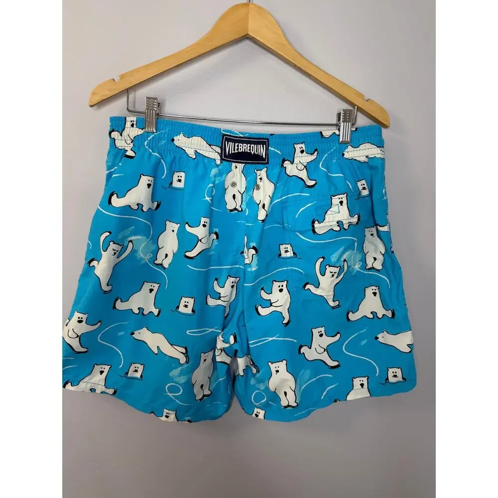 Vilebrequin Men's Moorea Bears on Ice Swim Trunk Blue Men's XL